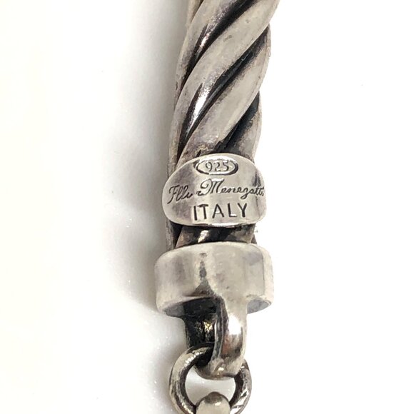 Flli Menegatti Three Section part Sterling Silver Italy Cable Choker Necklace - Picture 3 of 5